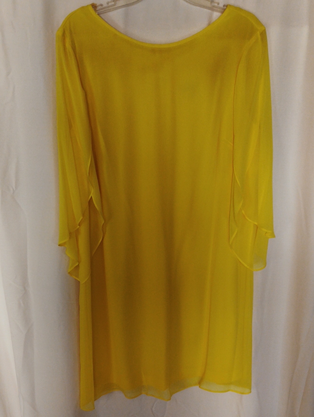 Bright Yellow Flair-Sleeve Layered Women’s Dress